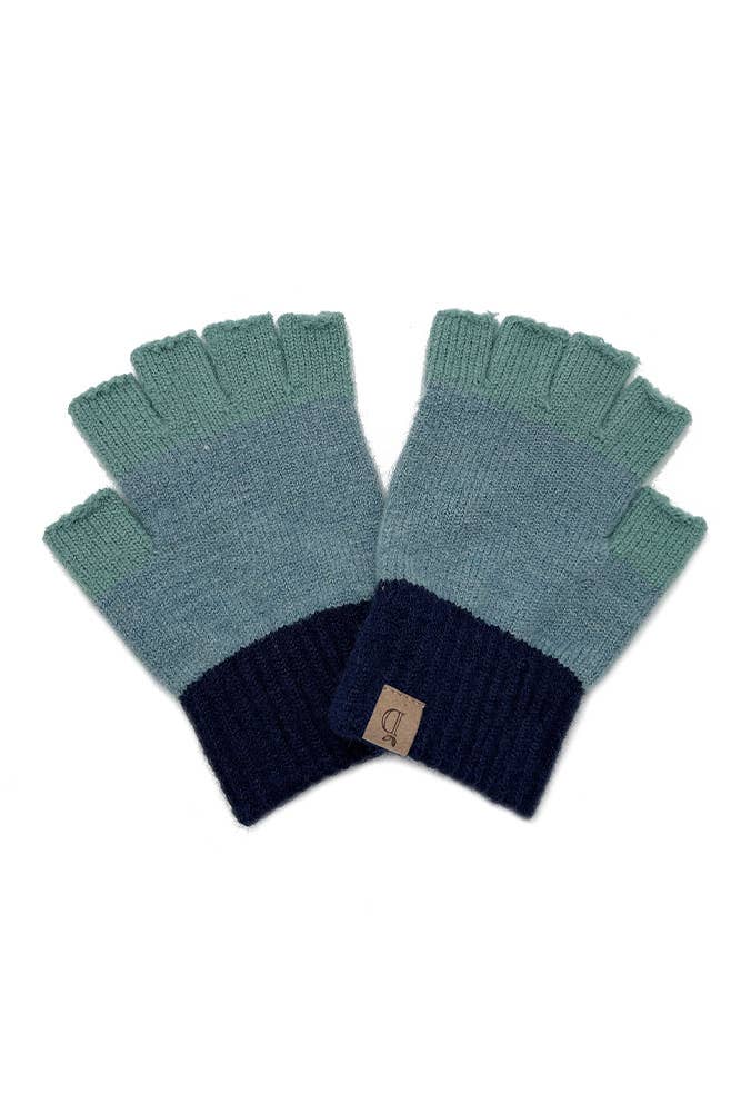 Color Block Fingerless Winter Gloves