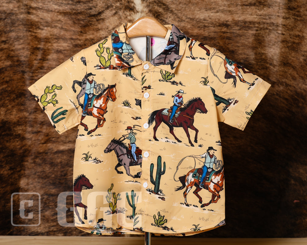 Boy's Button-up Short Sleeve Top