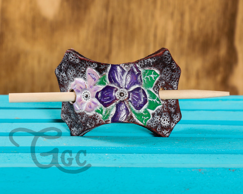 Leather Ponytail Holder - hand tooled