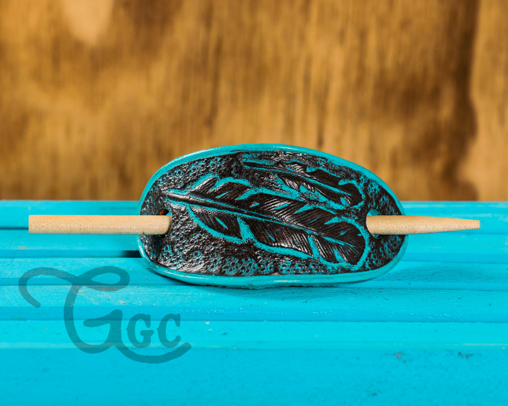 Leather Ponytail Holder - hand tooled