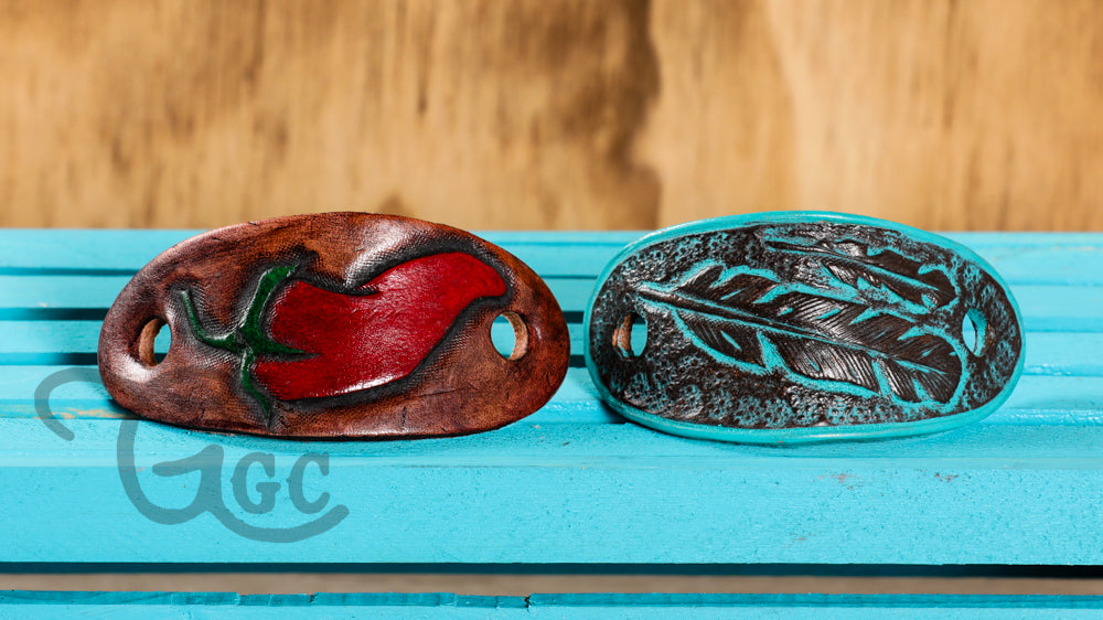 Leather Ponytail Holder - hand tooled