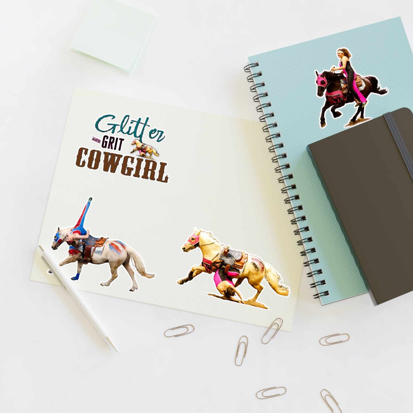 Glitter and Grit Cowgirl Trick Riding Sticker Sheet