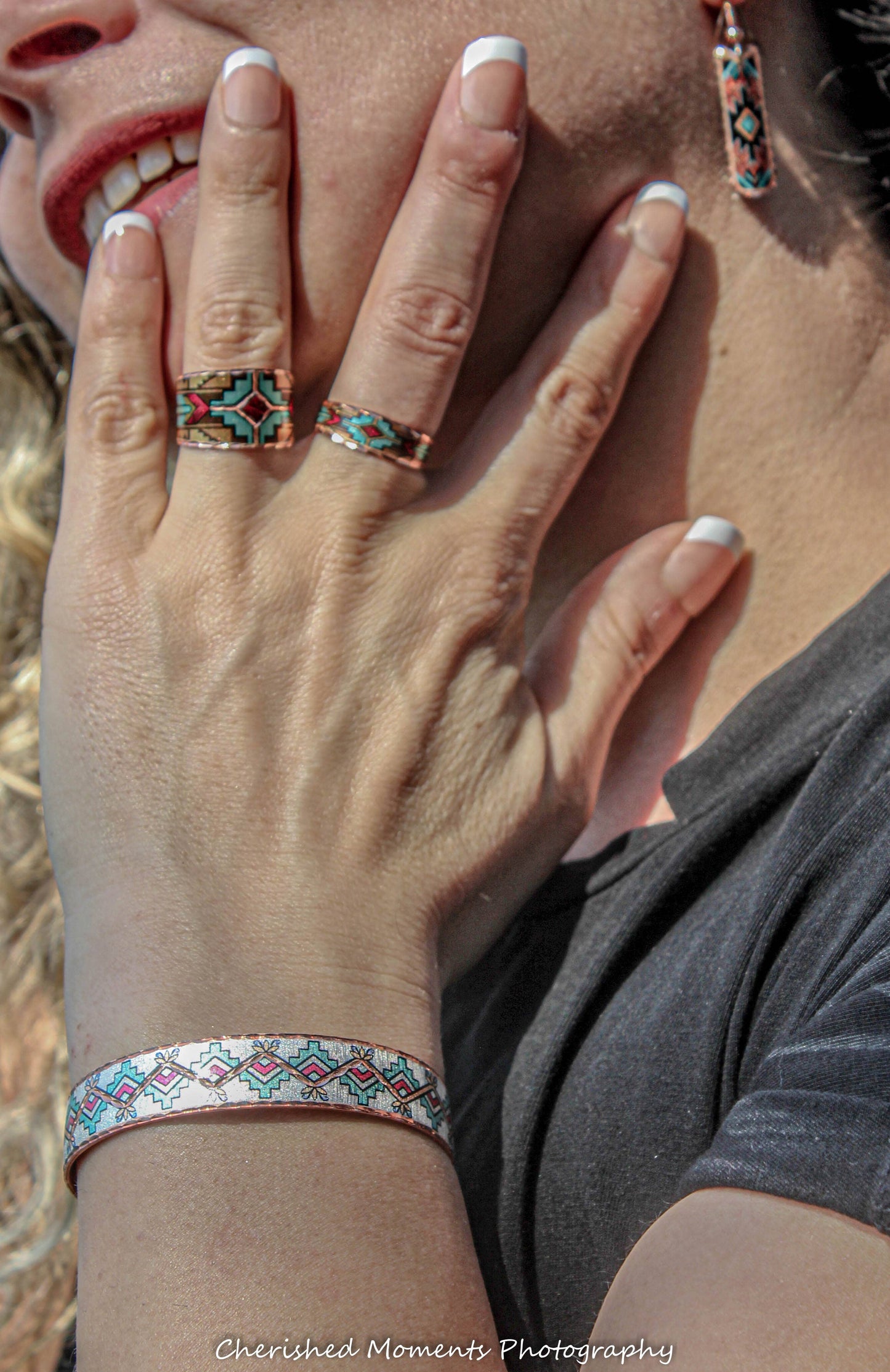 Maroon & Turquoise Native Earrings