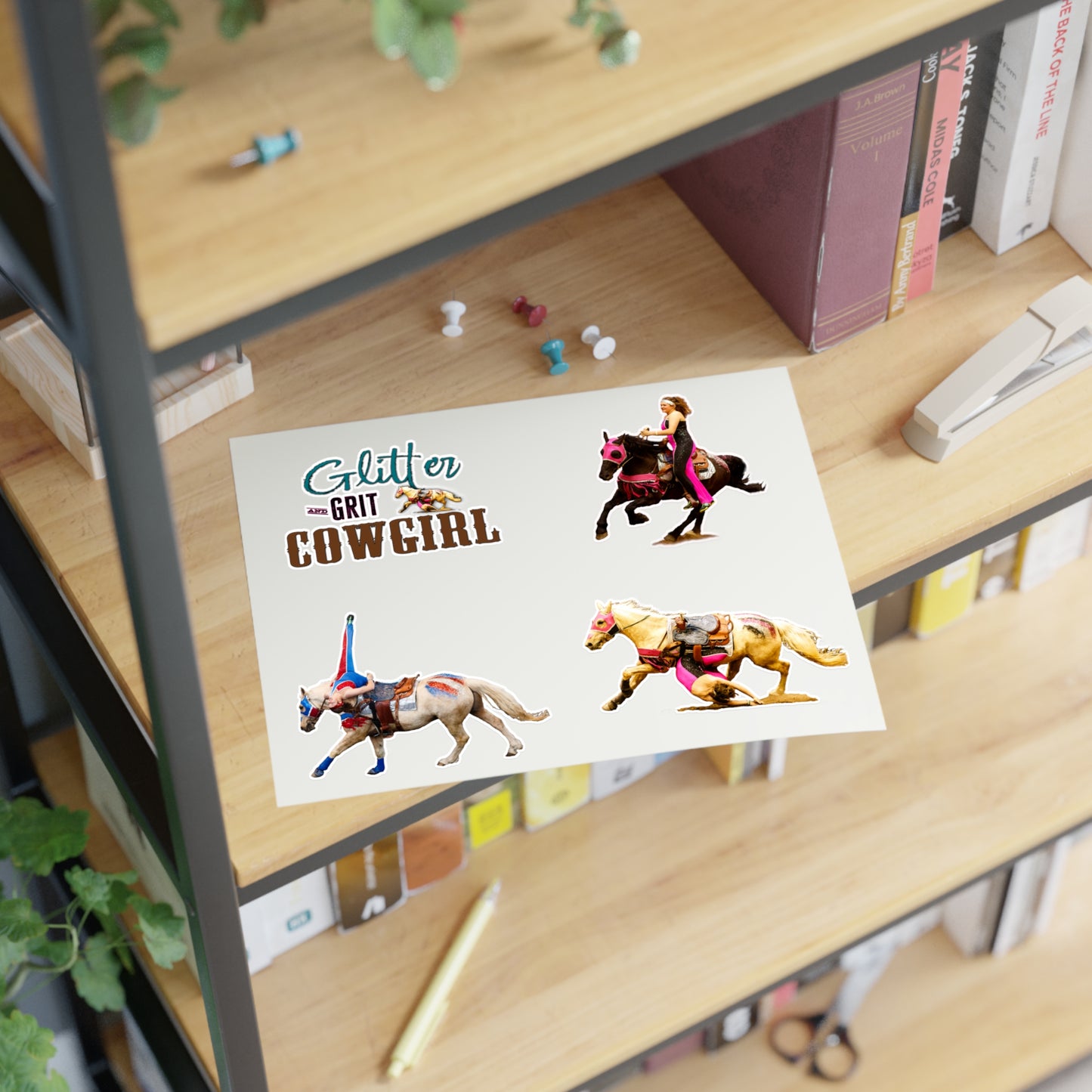 Glitter and Grit Cowgirl Trick Riding Sticker Sheet