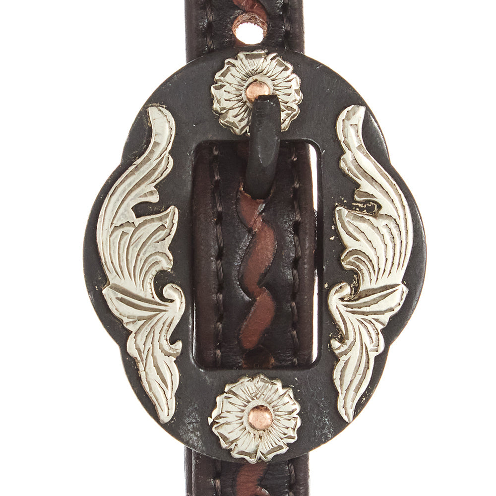 Heavy Oiled Rope Tooling Double Flower Buckle Single Ear Headstall