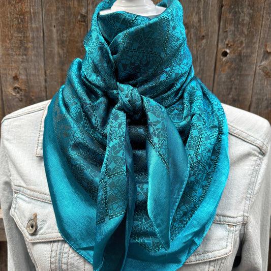 Teal Jacquard Wild Rag / Scarf