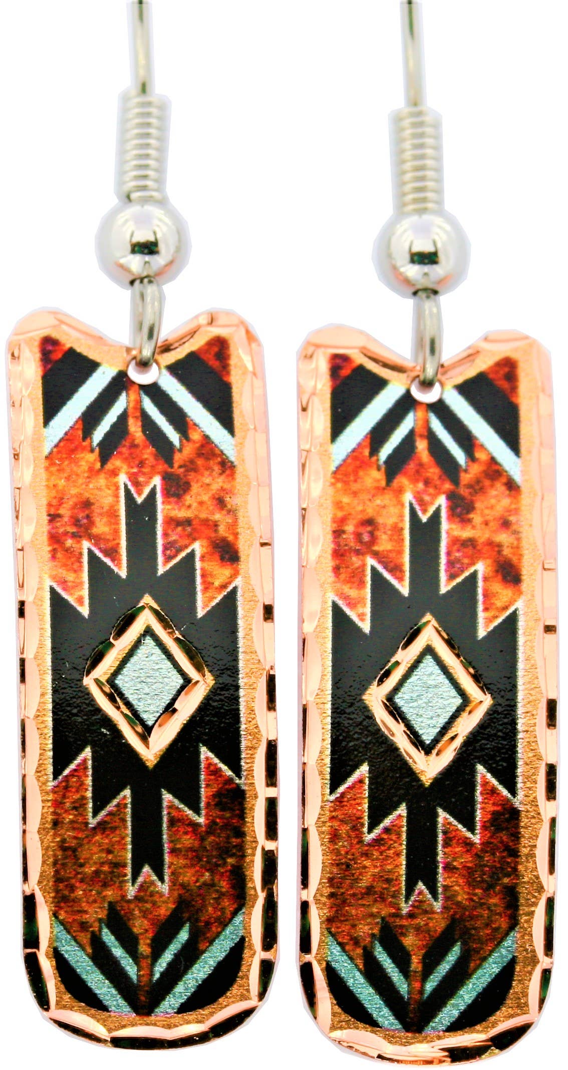 Maroon & Turquoise Native Earrings