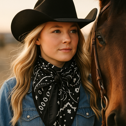 Black & White Paisley Wild Rag/Scarf