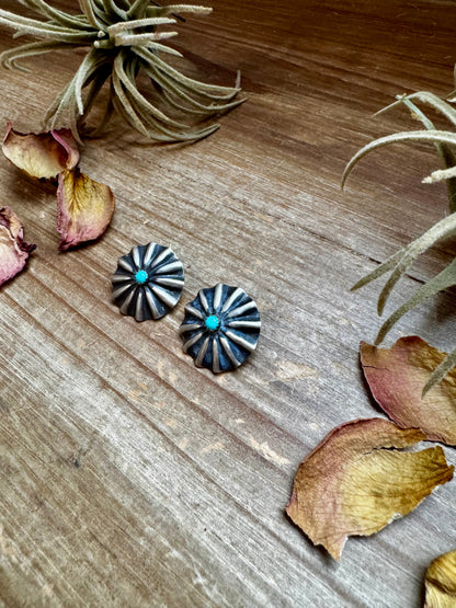 Concho Earrings – Kingman Turquoise & Sterling Silver