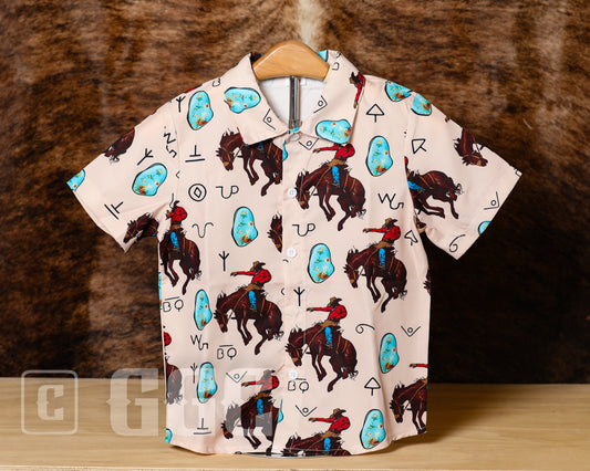 Boy's Button-up Short Sleeve Top