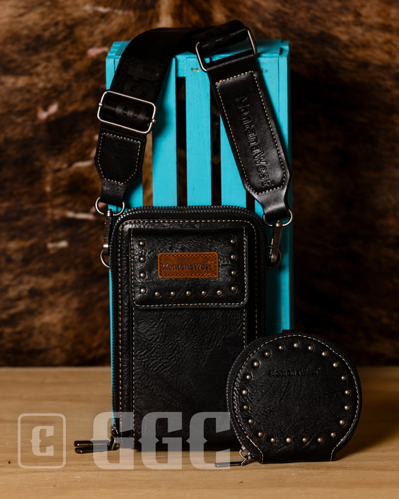 Studded Crossbody Cell Phone Bag with Coin Pouch - Montana West