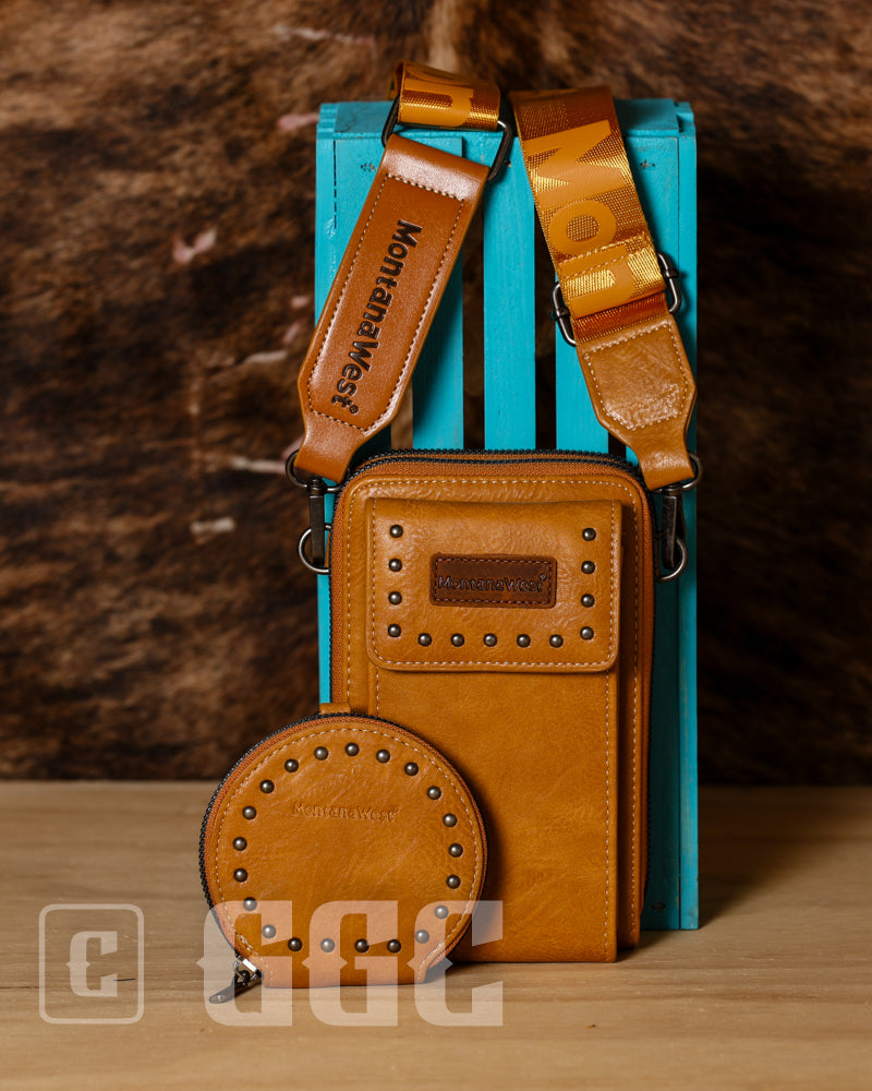 Studded Crossbody Cell Phone Bag with Coin Pouch - Montana West