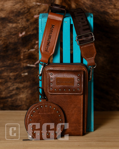 Studded Crossbody Cell Phone Bag with Coin Pouch - Montana West