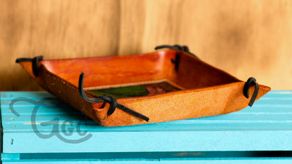 Hand Tooled Leather Tray