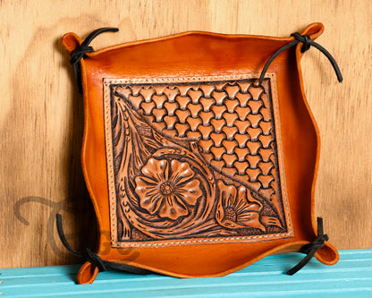 Hand Tooled Leather Tray