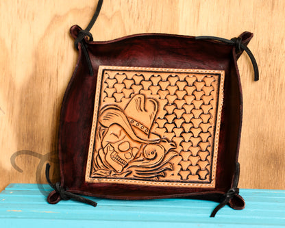 Hand Tooled Leather Tray