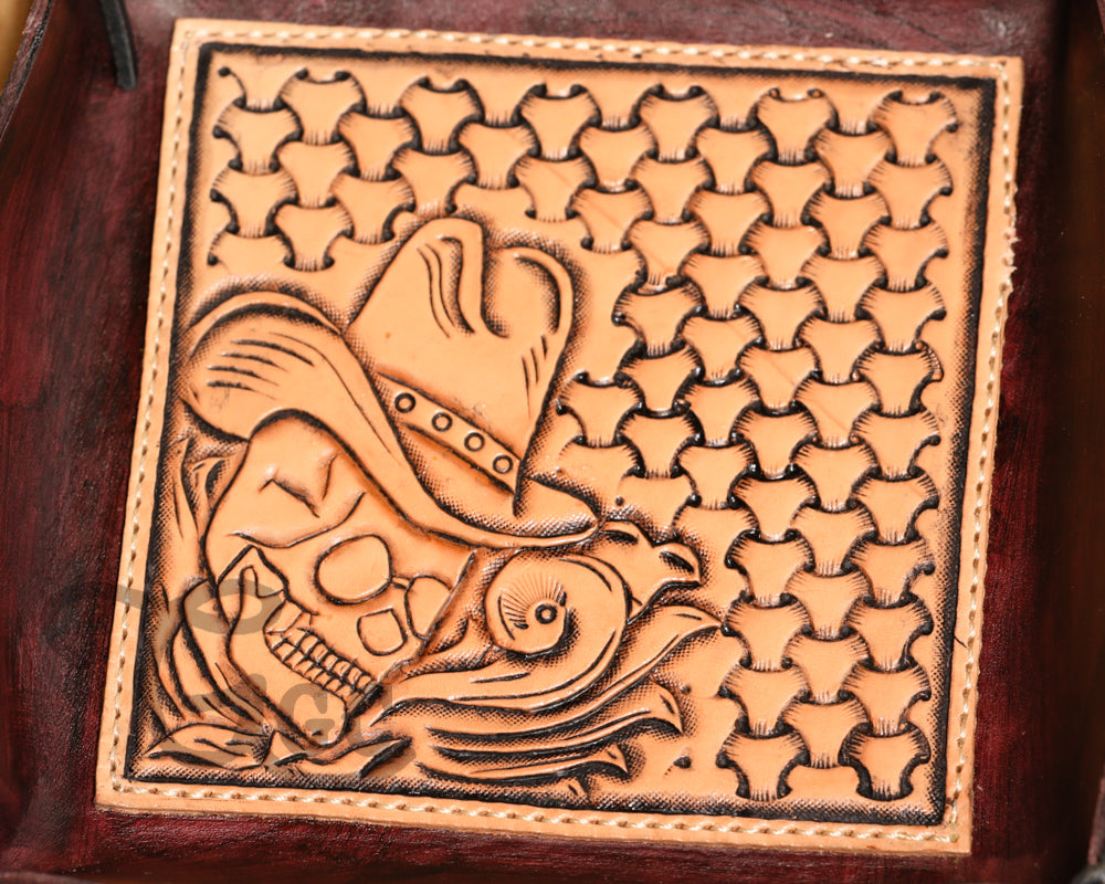 Hand Tooled Leather Tray