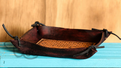 Hand Tooled Leather Tray