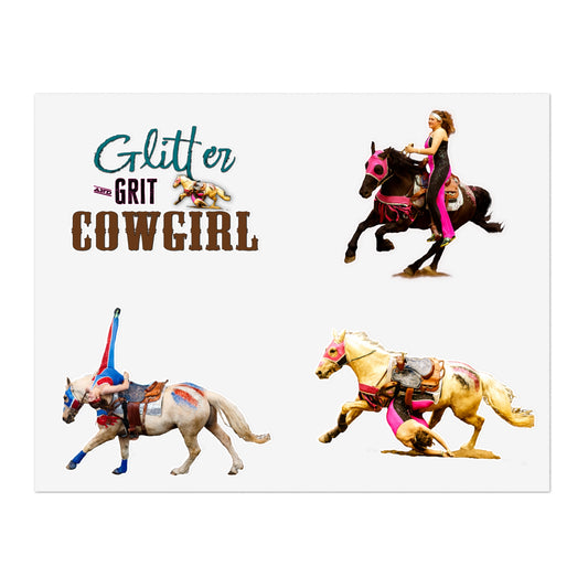 Glitter and Grit Cowgirl Trick Riding Sticker Sheet