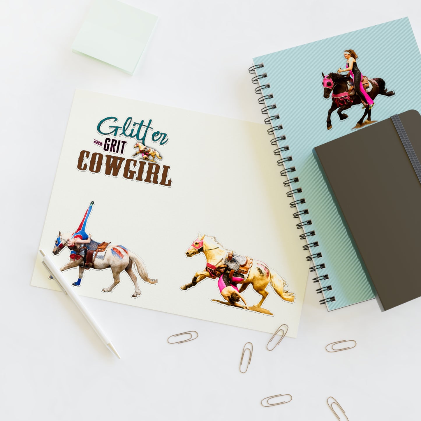 Glitter and Grit Cowgirl Trick Riding Sticker Sheet