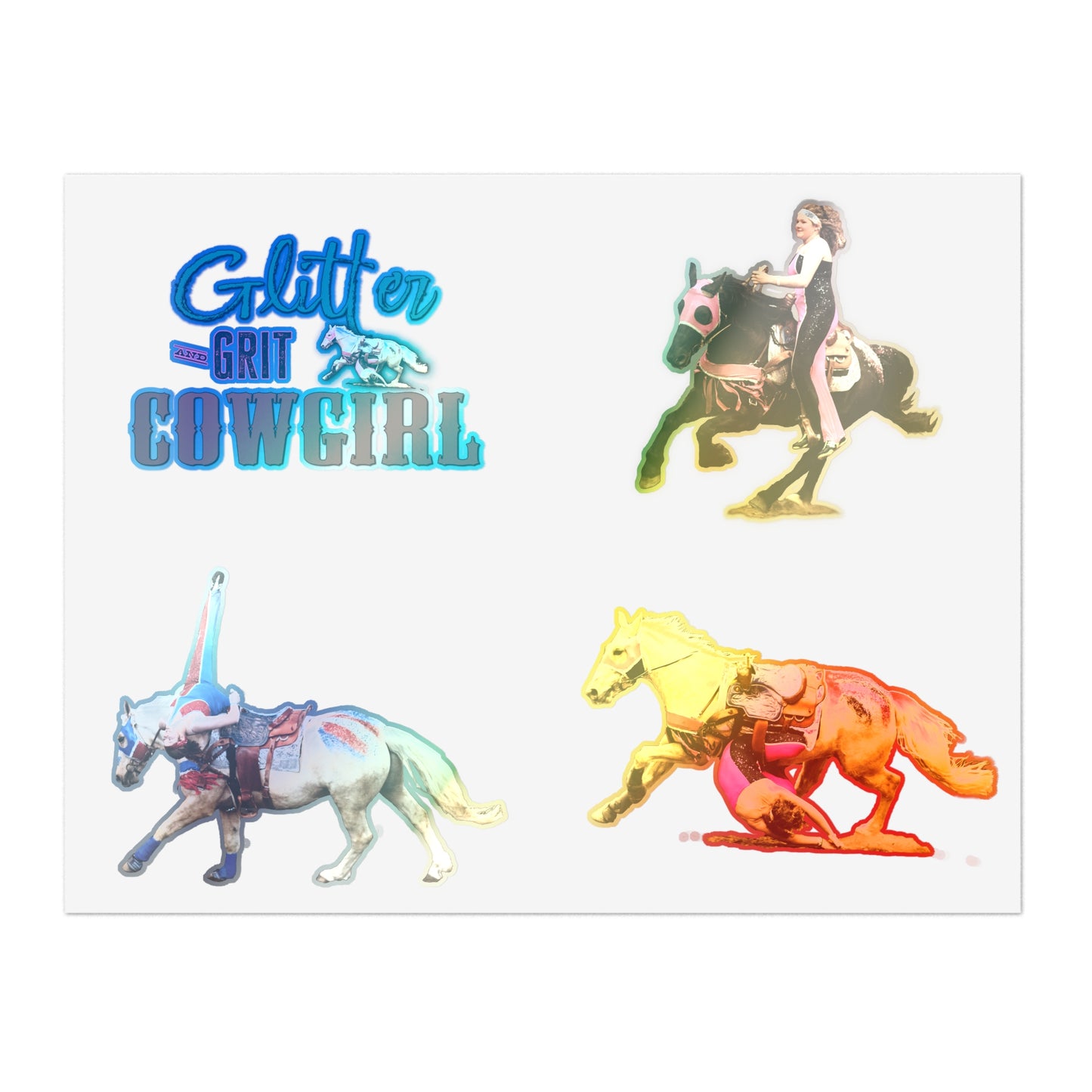 Glitter and Grit Cowgirl Trick Riding Sticker Sheet