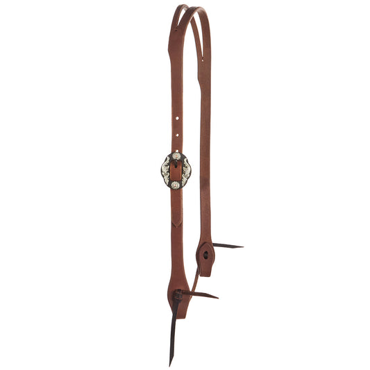 Heavy Oil Harness Leather Double Flower Buckle Slit Ear Headstall