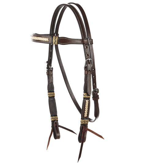 Braided Rawhide Chocolate Browband Headstall
