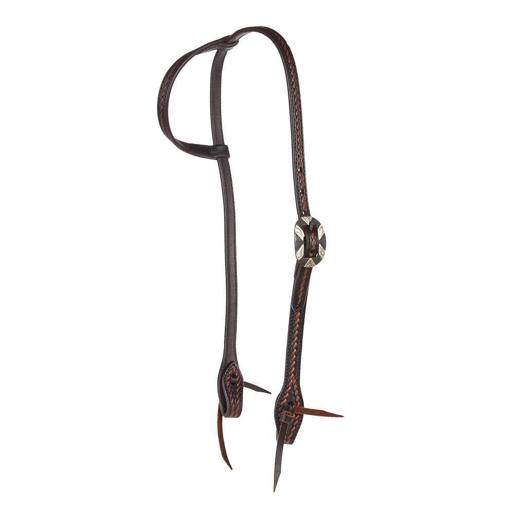 Heavy Oiled Rope Tooling Oval Silver Bar Buckle Single Ear Headstall