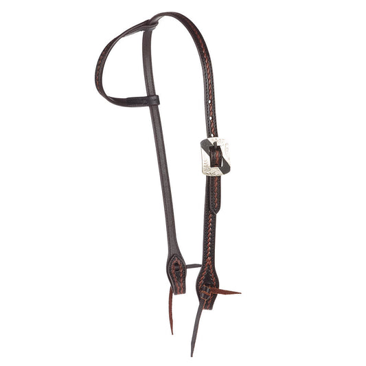 Heavy Oiled Rope Tooling Silver Bar Double Buckle 5 8 Inch Single Ear Headstall