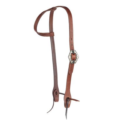 Heavy Oil Harness Leather Floral Diamond Single Buckle Single Ear Headstall