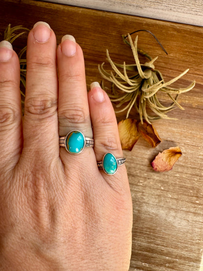 Kingman Turquoise Ring – Sterling Silver – Wedding Band Style – Size 6.5