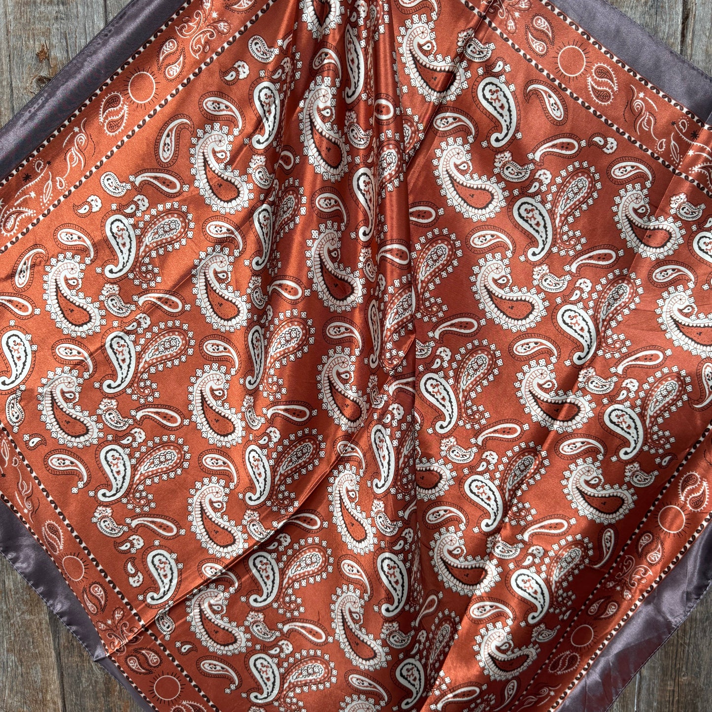 Rust and Brown Floral Paisley Wild Rag / Scarf
