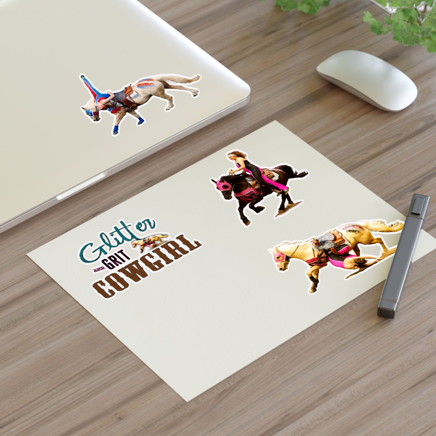 Glitter and Grit Cowgirl Trick Riding Sticker Sheet