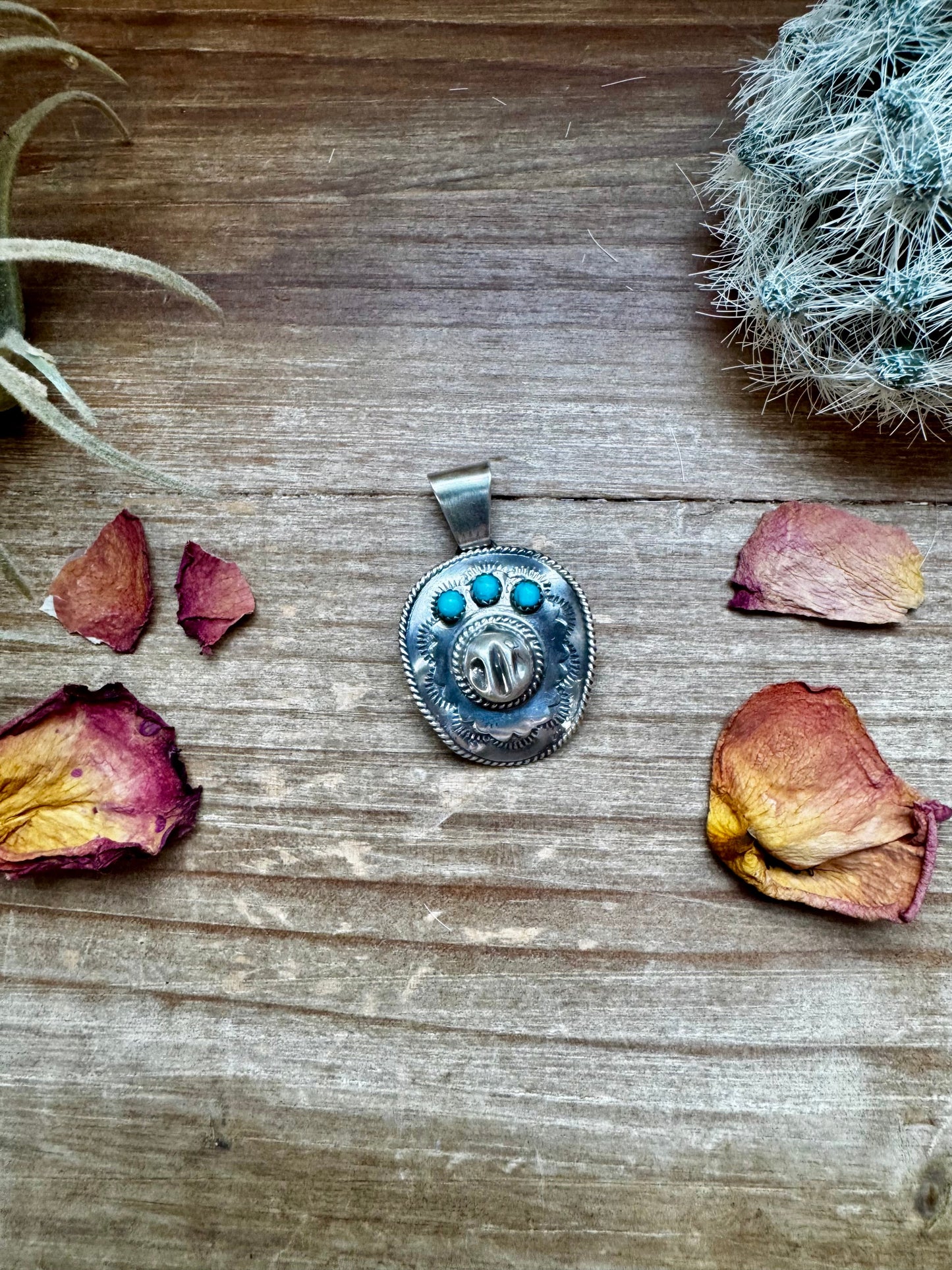 Cowboy Hat Pendant - Kingman Turquoise & Sterling Silver