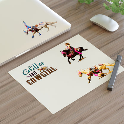 Glitter and Grit Cowgirl Trick Riding Sticker Sheet