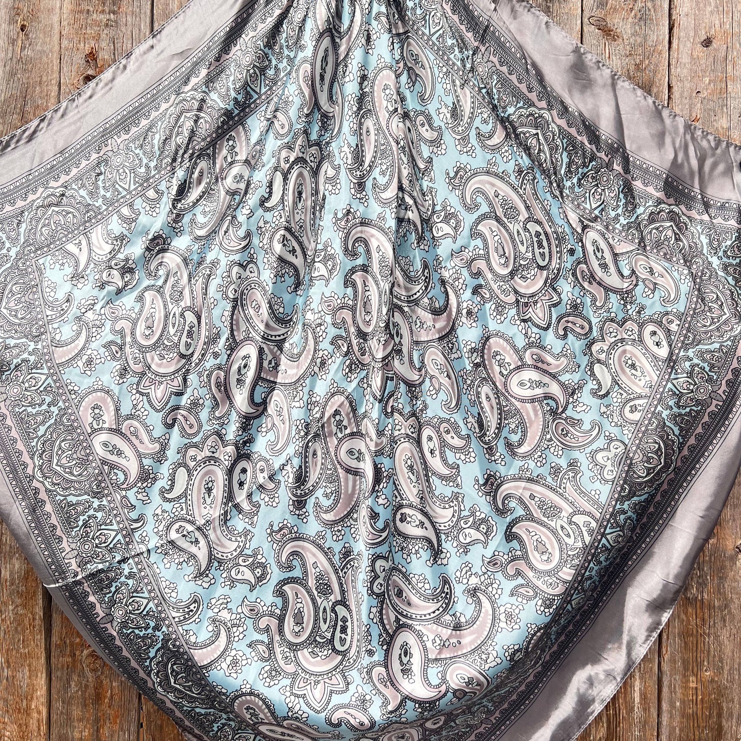 Grey & Turquoise Paisley Wild Rag / Scarf