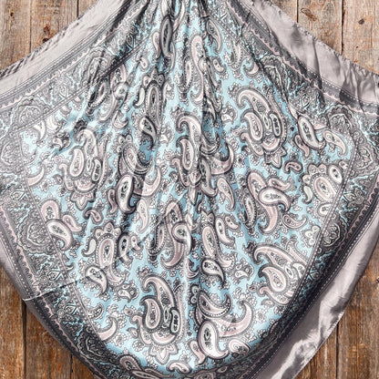 Grey & Turquoise Paisley Wild Rag / Scarf