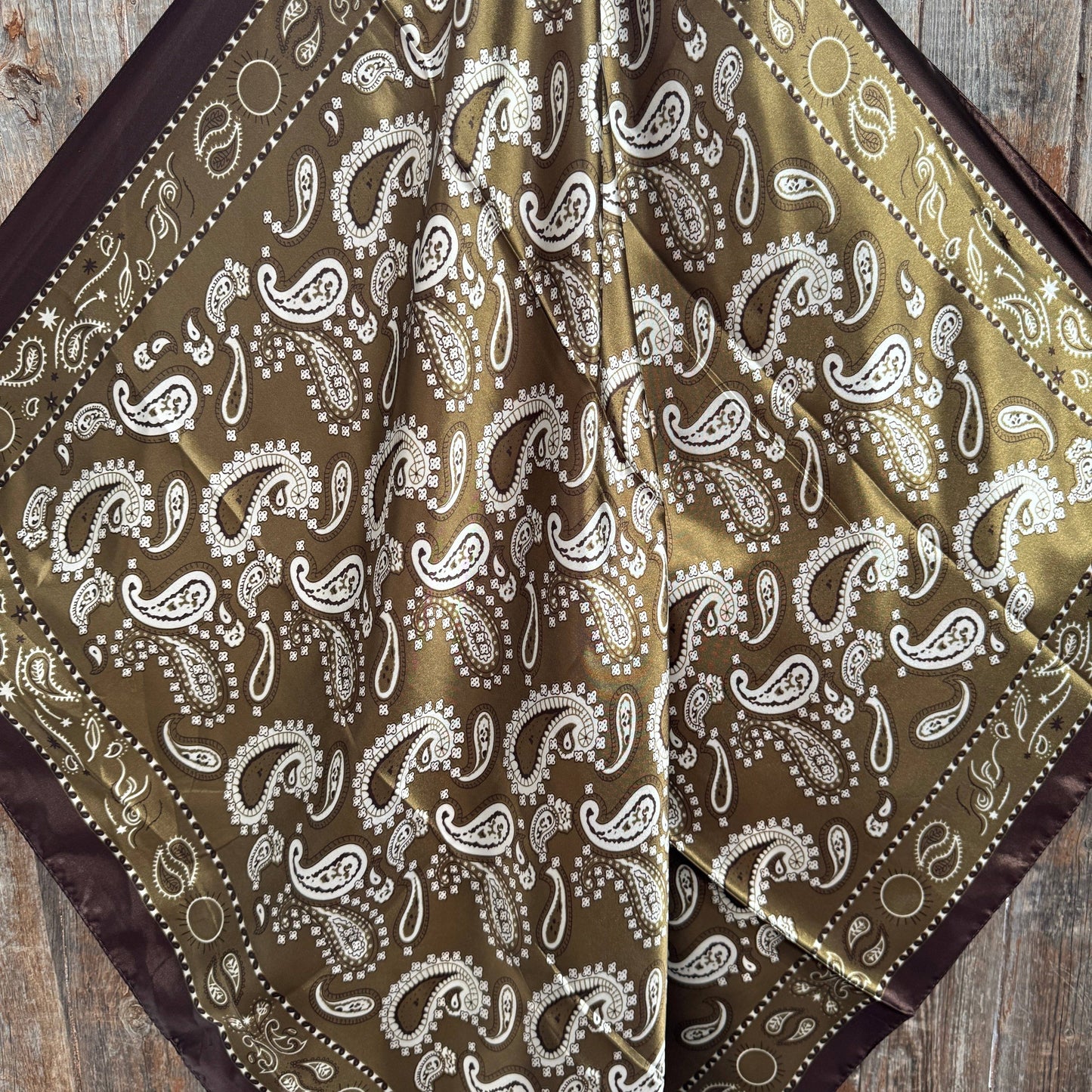 Sage and Brown Floral Paisley Wild Rag / Scarf