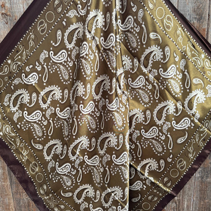 Sage and Brown Floral Paisley Wild Rag / Scarf