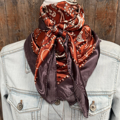 Rust and Brown Floral Paisley Wild Rag / Scarf