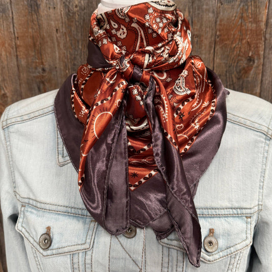Rust and Brown Floral Paisley Wild Rag / Scarf