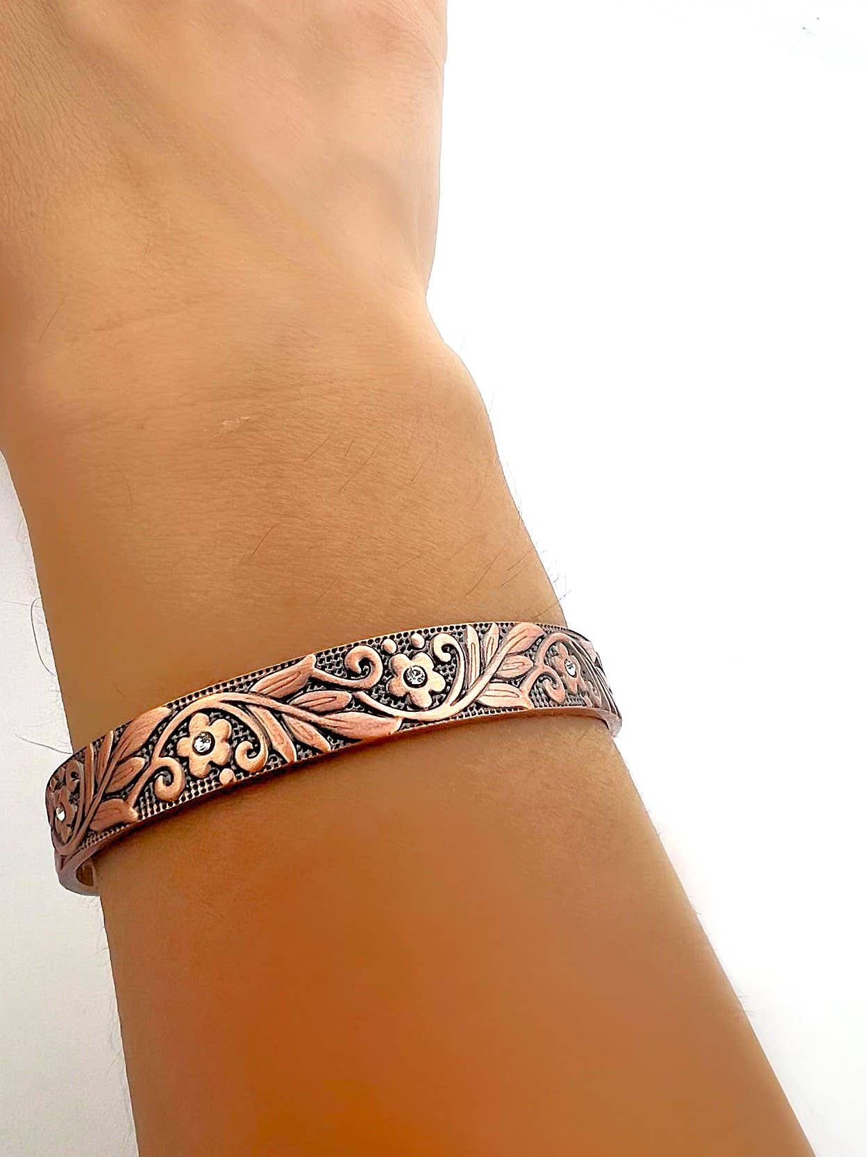 P 55 Copper Flexible Bracelet for arthritis with zircons