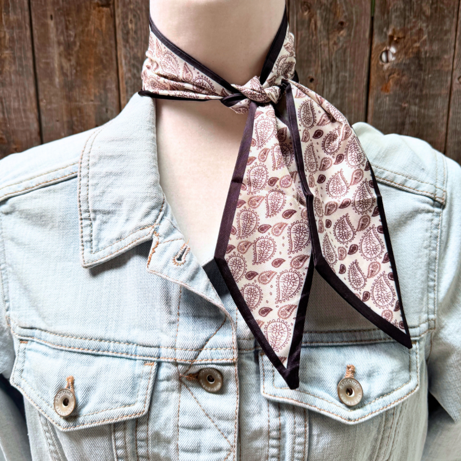 Black and Brown Western Skinny Mini Wild Rag Scarf / Cowgirl Necktie