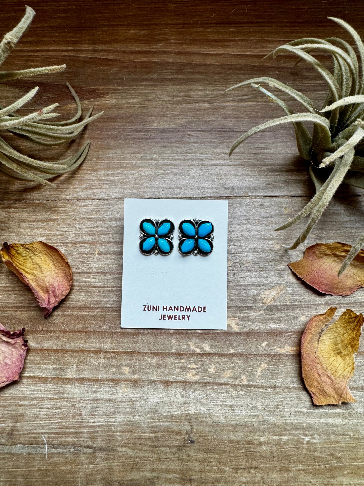 Zuni Stud Earrings – Turquoise & Sterling Silver