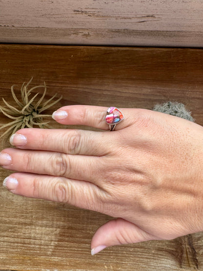 Heart Ring - Size 6 1/2 -Dahlia ring and sterling silver