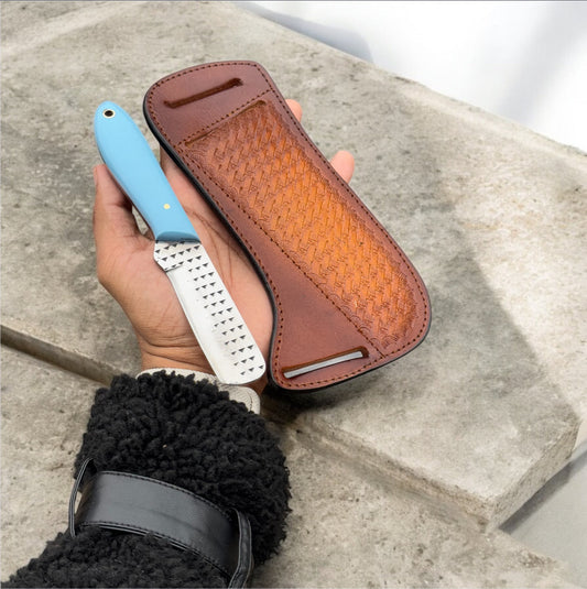 Bull Cutter Cowboy Knife – Heavy-Duty Ranch Blade with Leather Sheath