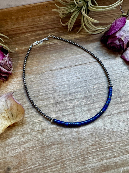 Lapis & Sterling Silver Pearl Choker