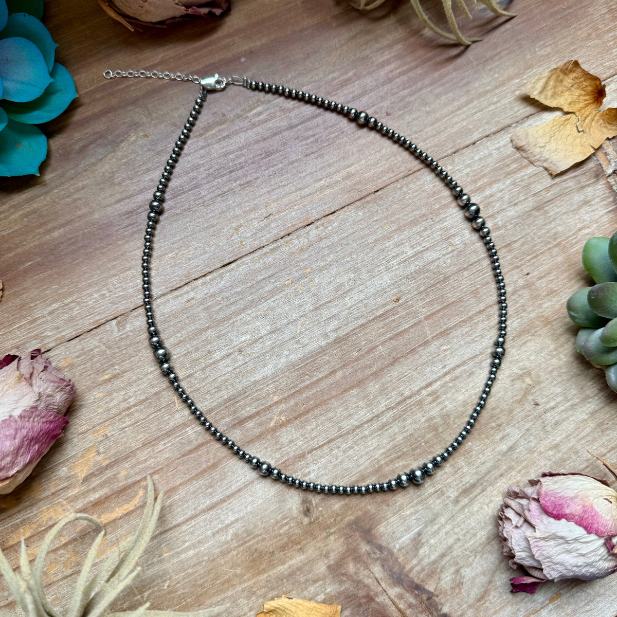 3mm 18 inch Graduated Sterling Silver Pearl Necklace