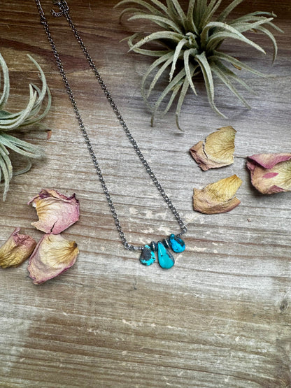 16 inch Blue turquoise and sterling silver pearl