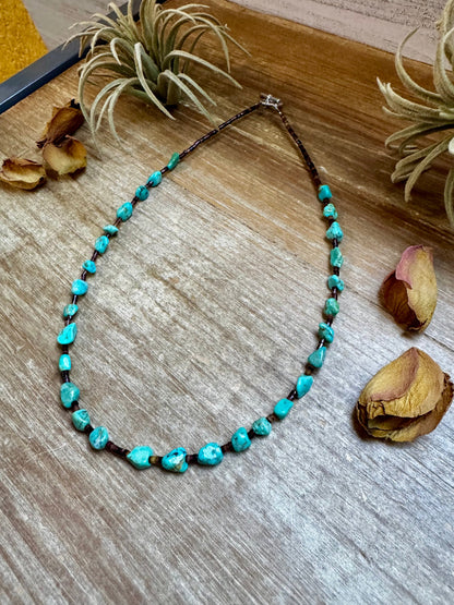 19" Turquoise and Shell Necklace – Bright Natural Stones